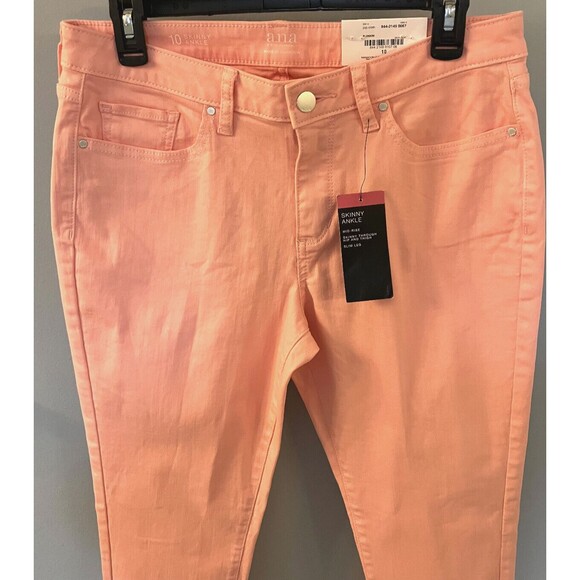 NWT A.n.a Skinny Womens  Size 10  Pink Cotton Stretch Mid Rise Pants - Picture 5 of 7